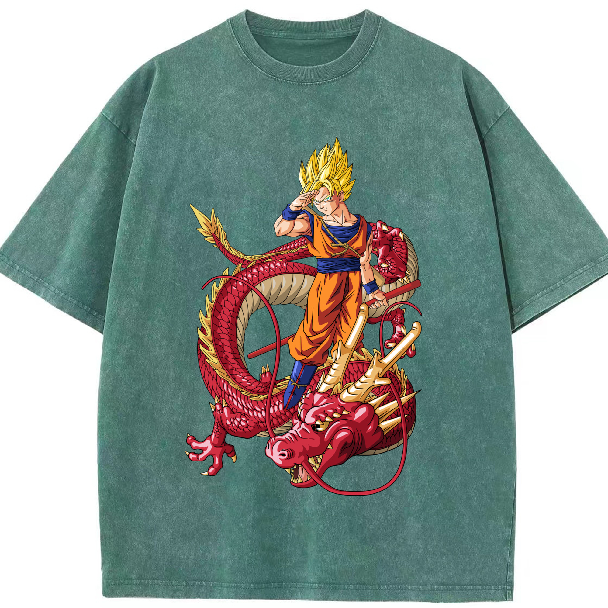 （画像用） ドラゴンボール 孫悟空（そん ごくう）Son Goku カカロット DRAGON BALL Kakarotto 綿100% ヴィンテージ風 半袖Tシャツ（フロントプリント）